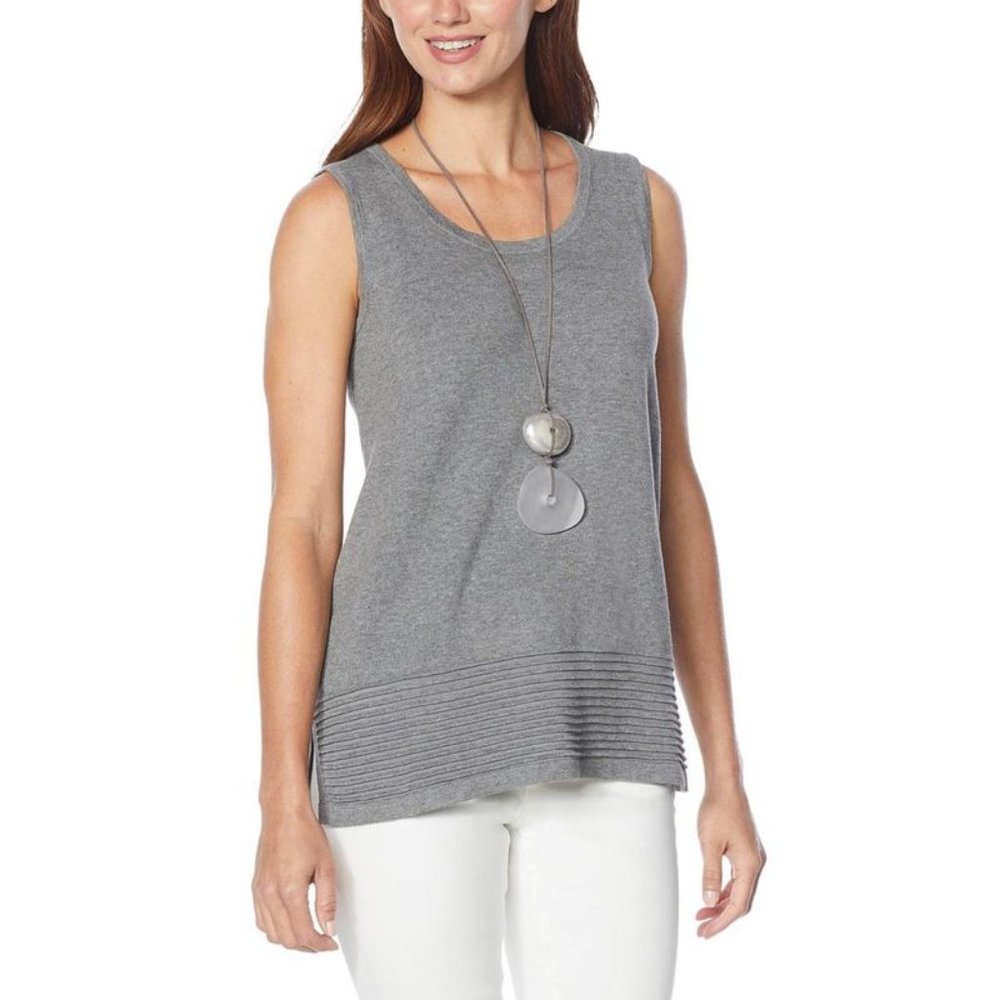 WynneLayers Ottoman Stitch Detail Sweater Knit Tank in Heather Gray